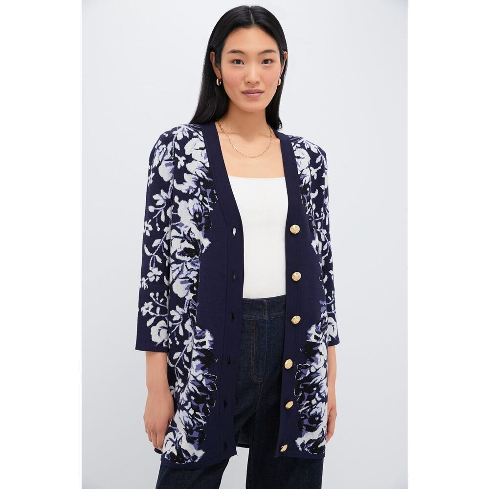 TUCKERNUCK Indigo Reflection Knit Jacquard Liv Cardigan Size XS NWT